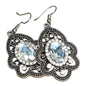 Silver and clear crystal earrings